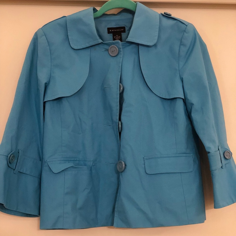 RAFAELLA, light blue, quarter sleeve blazer.